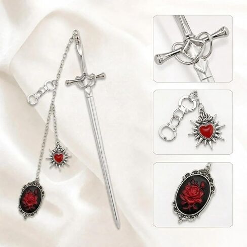 Fantasy Dark Romance Bookmark - Charm Rose Sword Metal Book Marks Gifts Vintage Heart Aesthetic Page Mark for Reading Lover Women Men Bookish Reader Birthday Student Graduation Accessories in Saudi Arabia