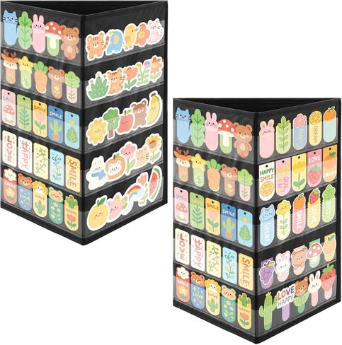 2 Pcs 3 Sides 5 Layers Portable Bookmark Display Stand, Foldable Bookmark Holder Desktop Display Rack for Retail Store Booth Craft Shows Fair Library No Assembly Required, Black, 16.5 x 40in in Saudi Arabia