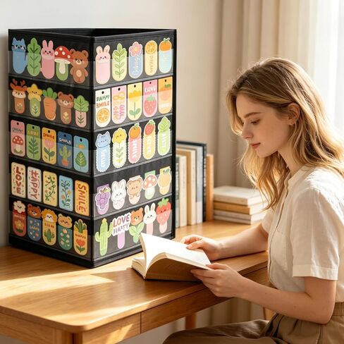 2 Pcs 3 Sides 5 Layers Portable Bookmark Display Stand, Foldable Bookmark Holder Desktop Display Rack for Retail Store Booth Craft Shows Fair Library No Assembly Required, Black, 16.5 x 40in in Saudi Arabia