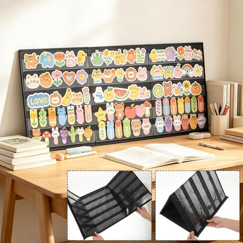 2 Pcs 3 Sides 5 Layers Portable Bookmark Display Stand, Foldable Bookmark Holder Desktop Display Rack for Retail Store Booth Craft Shows Fair Library No Assembly Required, Black, 16.5 x 40in in Saudi Arabia