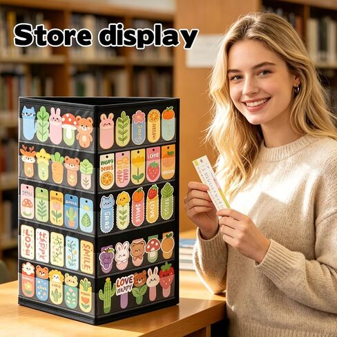 2 Pcs 3 Sides 5 Layers Portable Bookmark Display Stand, Foldable Bookmark Holder Desktop Display Rack for Retail Store Booth Craft Shows Fair Library No Assembly Required, Black, 16.5 x 40in in Saudi Arabia