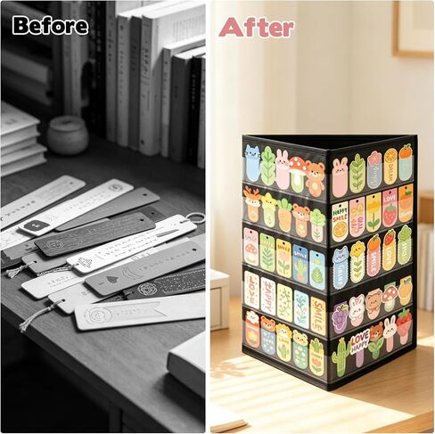 2 Pcs 3 Sides 5 Layers Portable Bookmark Display Stand, Foldable Bookmark Holder Desktop Display Rack for Retail Store Booth Craft Shows Fair Library No Assembly Required, Black, 16.5 x 40in in Saudi Arabia