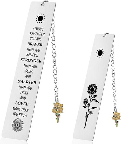 Inspirational Gifts Sunflower Bookmark for Women - Always Remember You are Braver Than You Believe Motivational Bookmarks, Encouragement Gift for Him Her Book Lovers (Gold) in Kuwait