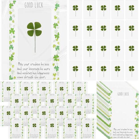 30 Set Lucky Four Leaf Clover Bookmarks with Good Luck Cards Exchange Relationship Gift for St Patrick's Day Family Friends Employee Coworkers Gifts Book Lovers Party Favors in Kuwait