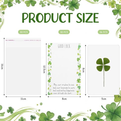 30 Set Lucky Four Leaf Clover Bookmarks with Good Luck Cards Exchange Relationship Gift for St Patrick's Day Family Friends Employee Coworkers Gifts Book Lovers Party Favors in Kuwait