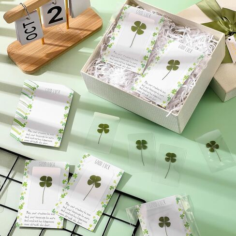 30 Set Lucky Four Leaf Clover Bookmarks with Good Luck Cards Exchange Relationship Gift for St Patrick's Day Family Friends Employee Coworkers Gifts Book Lovers Party Favors in Kuwait
