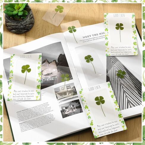 30 Set Lucky Four Leaf Clover Bookmarks with Good Luck Cards Exchange Relationship Gift for St Patrick's Day Family Friends Employee Coworkers Gifts Book Lovers Party Favors in Kuwait