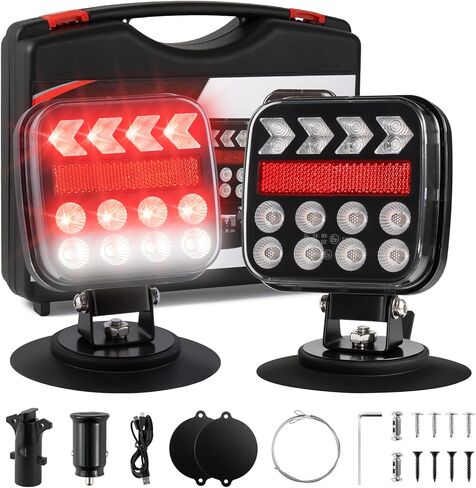 Wireless Trailer Lights, Adjustable Magnetic LED Trailer Lights with Reflectors, Fast Charge, Portable Rechargeable Tow Tail Light Kit for Trucks, Boats, RVs, Campers, Caravans, Cars, IP67 Waterproof in Saudi Arabia