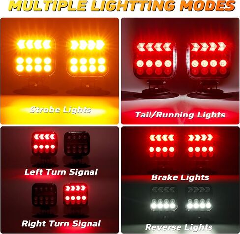 Wireless Trailer Lights, Adjustable Magnetic LED Trailer Lights with Reflectors, Fast Charge, Portable Rechargeable Tow Tail Light Kit for Trucks, Boats, RVs, Campers, Caravans, Cars, IP67 Waterproof in Saudi Arabia
