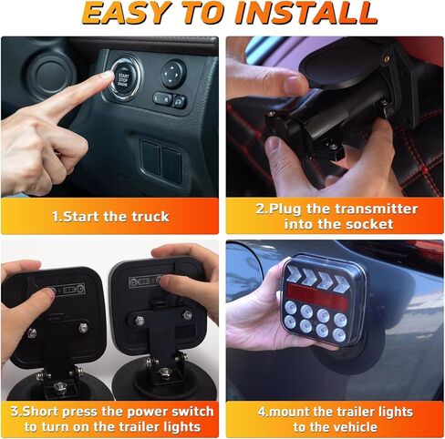 Wireless Trailer Lights, Adjustable Magnetic LED Trailer Lights with Reflectors, Fast Charge, Portable Rechargeable Tow Tail Light Kit for Trucks, Boats, RVs, Campers, Caravans, Cars, IP67 Waterproof in Saudi Arabia