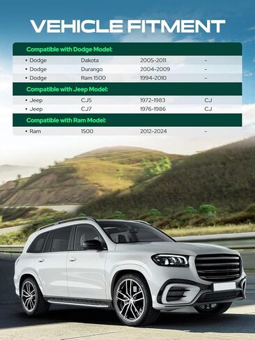 محولات عجلات YHTAUTO 5x5.5 إلى 6x5.5 2 بوصة متوافقة مع موديلات Dodge Jeep Ram: Dakota Durango Ram 1500 CJ5/7، محولات الإطارات مع مسامير M14x1.5 و12.9، تجويف مركزي 108 مم قطعتان باللون الأسود in Kuwait