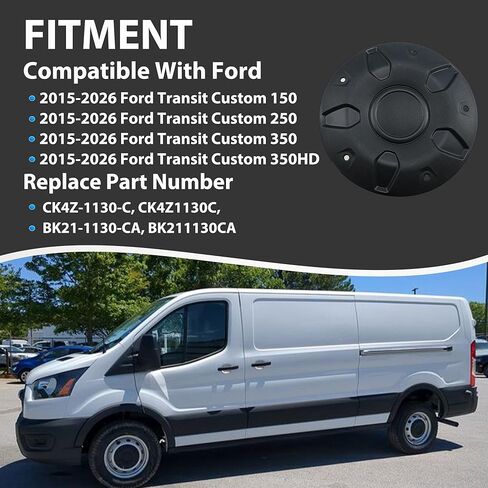 CK4Z-1130-C 16" Wheel Center Caps 4Pcs Fit for Ford Transit 150 250 350 350HD 2015-2026, Replacement Black Hubcaps Kit Replace# BK21-1130-CA BK211130CA in Kuwait