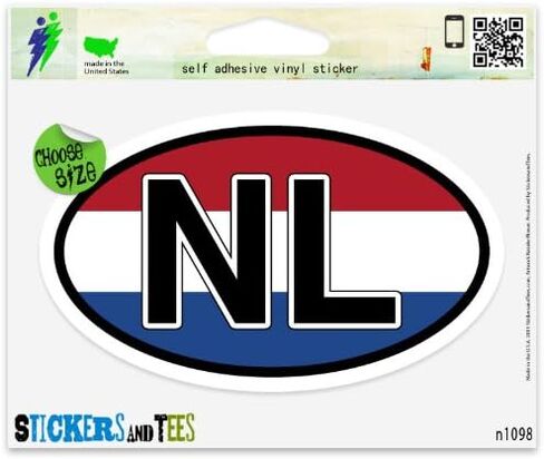 NL Netherlands Flag Oval Vinyl Car Bumper Window Sticker 5" x 3" in Kuwait