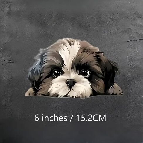 2 pcs Peeking Shih Tzu Puppy Single Use Animal & Anime Graphic Funny Car Bumper Sticker,6 Inch Vinyl Decal, Waterproof,Die-Cut for Cars,Windows,Laptops in Saudi Arabia