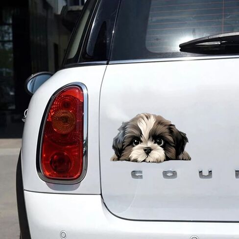 2 pcs Peeking Shih Tzu Puppy Single Use Animal & Anime Graphic Funny Car Bumper Sticker,6 Inch Vinyl Decal, Waterproof,Die-Cut for Cars,Windows,Laptops in Saudi Arabia