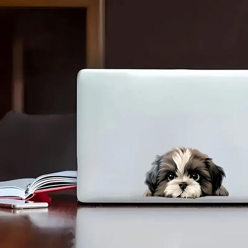 2 pcs Peeking Shih Tzu Puppy Single Use Animal & Anime Graphic Funny Car Bumper Sticker,6 Inch Vinyl Decal, Waterproof,Die-Cut for Cars,Windows,Laptops in Saudi Arabia