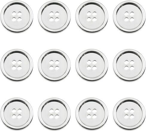 Lilaly 12 pcs Metal Gunmetal 5/8 Inch Buttons for Crafts, 15mm 4-Holes Buttons for Clothes, Suitable for for DIY Crafts, Coats, Shirts, Pants, Shorts in Kuwait