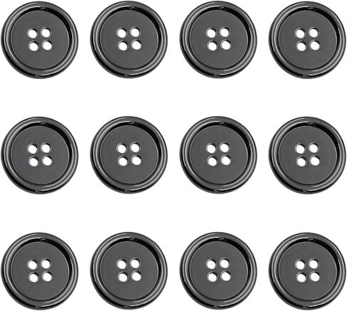 Lilaly 12 pcs Metal Gunmetal 5/8 Inch Buttons for Crafts, 15mm 4-Holes Buttons for Clothes, Suitable for for DIY Crafts, Coats, Shirts, Pants, Shorts in Kuwait