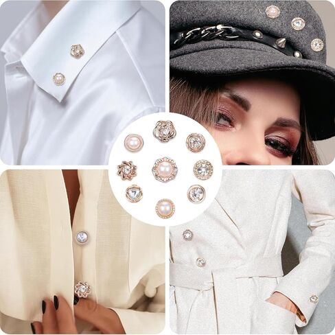 30 PCS Women Shirt Brooch Buttons No-Sew Invisible Pearl Brooch Buttons Cover Up Lapel Pins Blouse Modesty Pin Prevent Accidental Exposure Decorative Pins for DIY Cardigan Bag Dress Clothes in Saudi Arabia