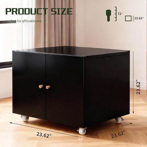 Printer Stand with Storage Cabinet,Rolling Printer Cart with Wheels,23.62" Height Mobile Printer Stand, Adjustable Printer Table Organizer for Office and Home, Black in Saudi Arabia