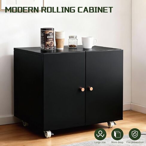 Printer Stand with Storage Cabinet,Rolling Printer Cart with Wheels,23.62" Height Mobile Printer Stand, Adjustable Printer Table Organizer for Office and Home, Black in Saudi Arabia