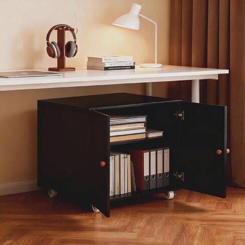 Printer Stand with Storage Cabinet,Rolling Printer Cart with Wheels,23.62" Height Mobile Printer Stand, Adjustable Printer Table Organizer for Office and Home, Black in Saudi Arabia