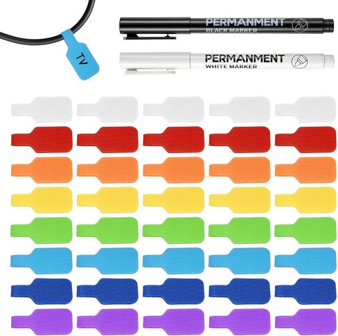 40 Pcs Cable Cord Labels, Cable Labels Tags for Organizing Wires and Identification, Multicolored Handwriting Cables Tags (with 2 Colors Fine Point Marker) in Saudi Arabia