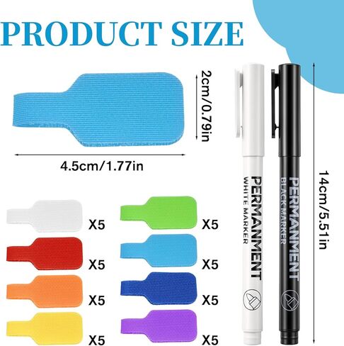 40 Pcs Cable Cord Labels, Cable Labels Tags for Organizing Wires and Identification, Multicolored Handwriting Cables Tags (with 2 Colors Fine Point Marker) in Saudi Arabia
