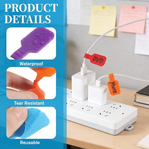 40 Pcs Cable Cord Labels, Cable Labels Tags for Organizing Wires and Identification, Multicolored Handwriting Cables Tags (with 2 Colors Fine Point Marker) in Saudi Arabia