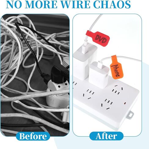 40 Pcs Cable Cord Labels, Cable Labels Tags for Organizing Wires and Identification, Multicolored Handwriting Cables Tags (with 2 Colors Fine Point Marker) in Saudi Arabia