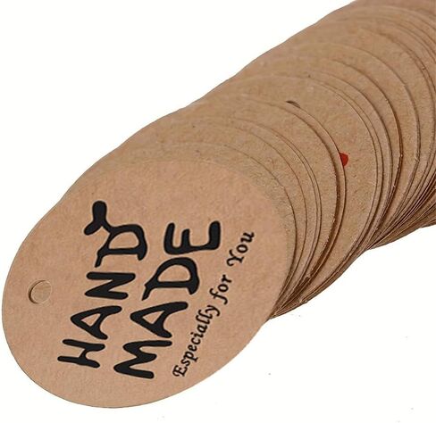100pcs DIY Gift Labels with Hand Made Design – Premium Label Set Including 20m Jute Rope for Creative Projects in Kuwait