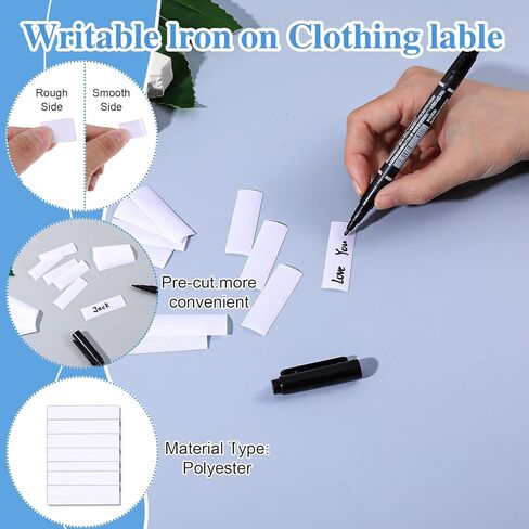 100pcs Iron on Name Tags for Clothing, Iron on Name Labels Tags, Fabric Labels Washable Names Tag for Daycare, Nursing Home, Camp, School, Laundry in Kuwait