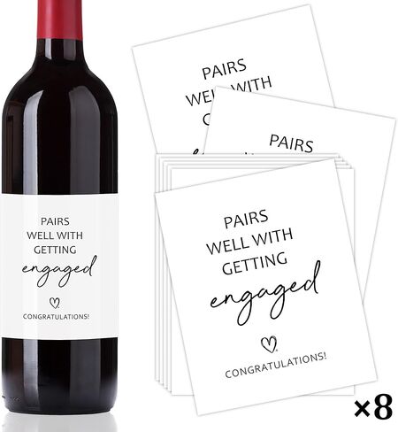 8 Pcs Engagement Wine Bottle Labels, Pairs Well with Getting Engaged Wine Stickers, Engagement Party Decorations Gifts for Her Him, Newly Wedding Panning Supplies in Kuwait