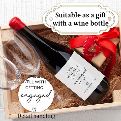 8 Pcs Engagement Wine Bottle Labels, Pairs Well with Getting Engaged Wine Stickers, Engagement Party Decorations Gifts for Her Him, Newly Wedding Panning Supplies in Kuwait