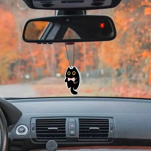 Cute Black Cat Car Air Fresheners Ornaments, 10Pcs Hanging Decoration Fresheners, Long-Lasting Scent for Car Interior, Home, Office in Saudi Arabia
