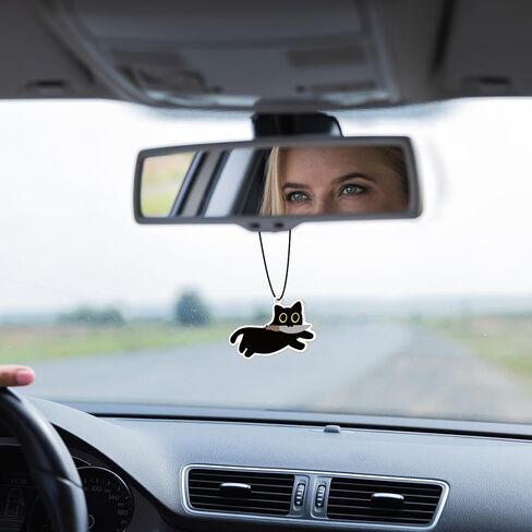 Cute Black Cat Car Air Fresheners Ornaments, 10Pcs Hanging Decoration Fresheners, Long-Lasting Scent for Car Interior, Home, Office in Saudi Arabia
