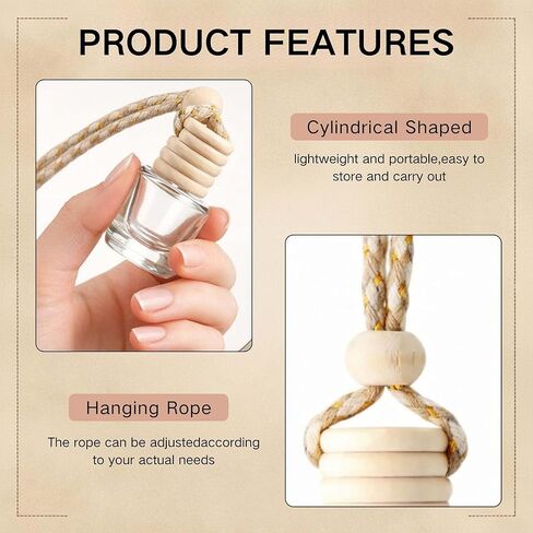 6 Pcs 8ml Hanging Car Diffuser Bottle,With Cherry Pendant, Refillable Clear Glass Aroma Diffuser With Wooden Cap & String, Long-Lasting Scent, Odor Eliminator For Car, Home & Office (Cherry Hangab) in Kuwait