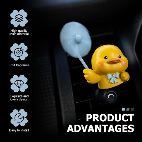 1 PC Cute Duck Car Air Vent Clip, Animal Air Fresheners Clip, Rotating Windmill Dashboard Vent Trim Aroma Diffuser Outlet Decoration Accessories, Universal for Most Cars in Saudi Arabia