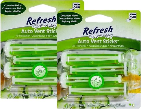 Refresh Your Car! Car Air Fresheners Vent Sticks, Odor Eliminator for Car Vent Air Freshener (Cucumber Melon, 2 Packs) in Saudi Arabia