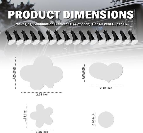 16PCS Sublimation Car Air Vent Blanks,Multi-Style Sublimation Blanks Car Air Vent Clips for DIY Decoration,Car Vent Clips & Sublimations Accessories for Portraits,Photos in Saudi Arabia