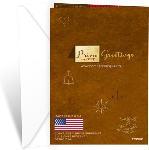 Prime Greetings Religious Father's Day Card, Made in America, Eco-Friendly, Thick Card Stock with Premium Envelope 5in x 7.75in, Packaged in Protective Mailer in Kuwait