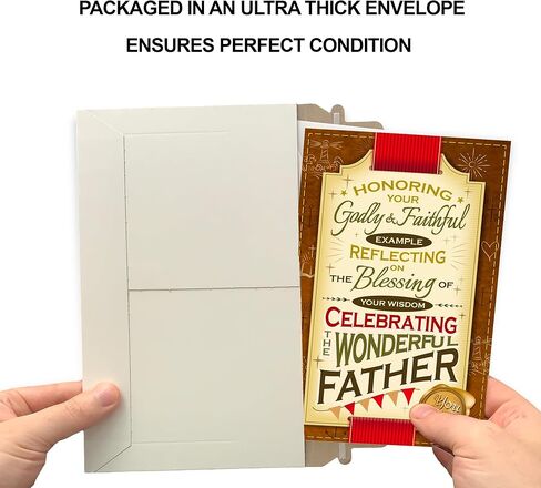 Prime Greetings Religious Father's Day Card, Made in America, Eco-Friendly, Thick Card Stock with Premium Envelope 5in x 7.75in, Packaged in Protective Mailer in Kuwait