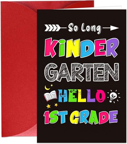 Kindergarten Graduation Card - 2026 Kindergarten Graduation Gift Cards for Kids Boys Girls, Pre-k Preschool Graduation & First Grade Back to School Cards Hello 1st Grade Card with Envelope in Saudi Arabia