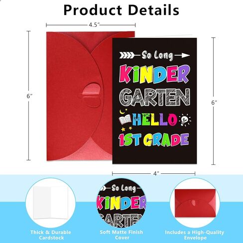 Kindergarten Graduation Card - 2026 Kindergarten Graduation Gift Cards for Kids Boys Girls, Pre-k Preschool Graduation & First Grade Back to School Cards Hello 1st Grade Card with Envelope in Saudi Arabia