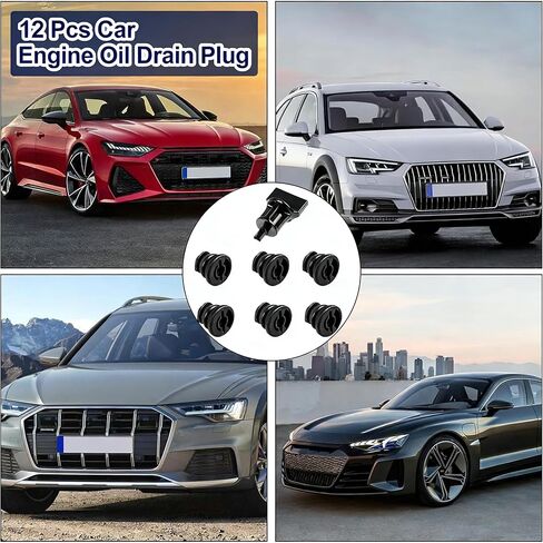 12PCS Oil Pan Drain Plug Fit For 2015-2025 Audi A1 A3 A4 A5 A6 A7 Q3 Q5 Q7 S3 Volkswagen Atlas Golf GTI Jetta Passat Tiguan 06L103801 06L103801D 06L-103-801 06L-103-801D 06L103801H 06L-103-801-H in Saudi Arabia