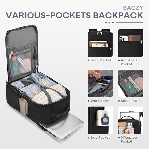 17x10x9 Personal Item Backpack for 40x20x25 Travel Bag 20L Carry on Backpack Flight Approved Airplanes Waterproof Underseat Hand Luggage Cabin Bag for Weekender Fits 14 Inch Laptop Black in Saudi Arabia