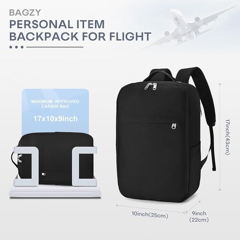 17x10x9 Personal Item Backpack for 40x20x25 Travel Bag 20L Carry on Backpack Flight Approved Airplanes Waterproof Underseat Hand Luggage Cabin Bag for Weekender Fits 14 Inch Laptop Black in Saudi Arabia