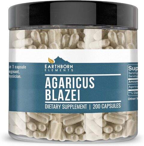 Earthborn Elements Agaricus Blazei 200 Capsules, Pure & Undiluted, No Additives in Saudi Arabia