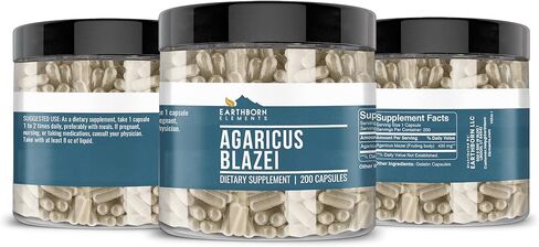 Earthborn Elements Agaricus Blazei 200 Capsules, Pure & Undiluted, No Additives in Saudi Arabia