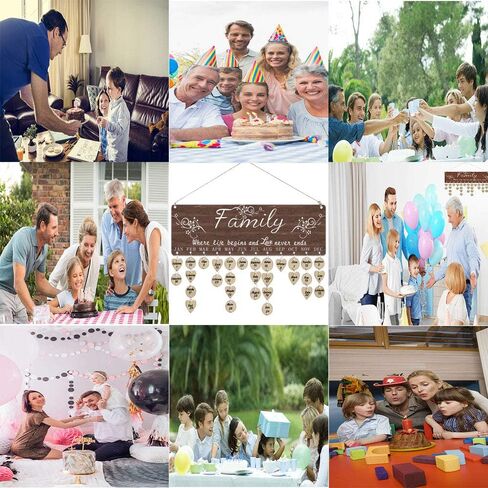 Grandma Mom Gifts from Daughter Son, Wooden Family Birthday Reminder Calendar Board Wall Hanging Tracker Plaque, Best Mothers Day Present for Parent in Kuwait